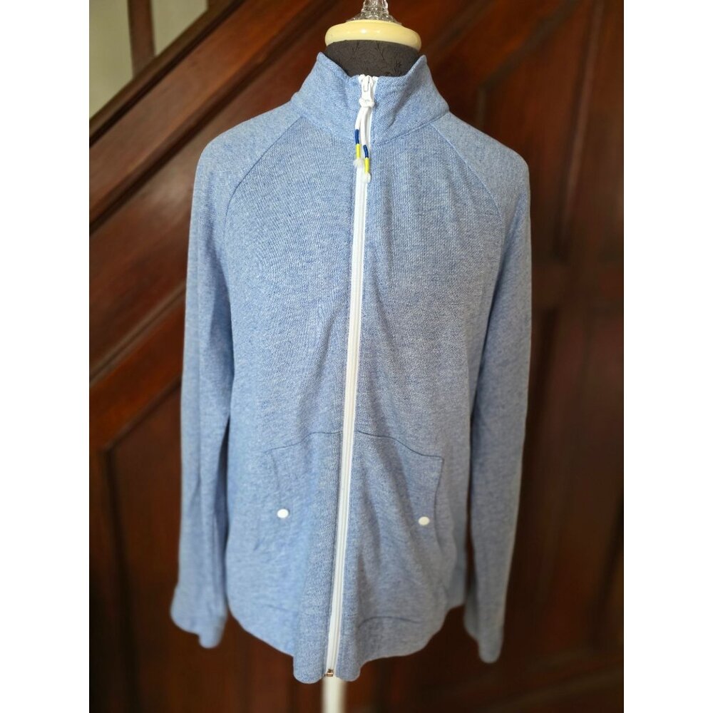 T By Talbots Blue Full-Zip Jacket L Womens Casual Cotton Blend